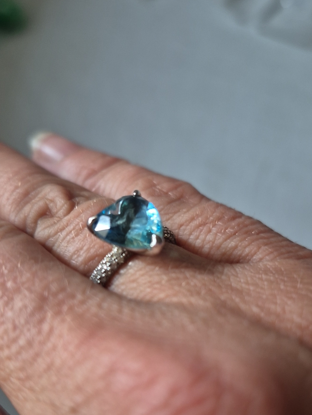 STERLING TURQUOISE HEART RING - Picture 2 of 6